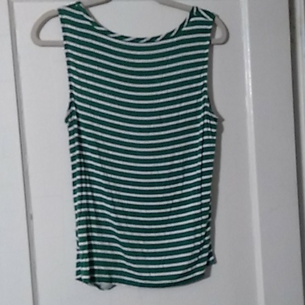 NY&C Soho Street Grn & Wht Striped Tanktop Medium - Picture 4 of 4